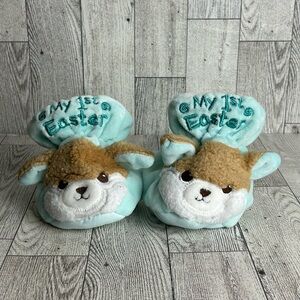 My First Easter Baby Booties Happy Go Fluffy For Ages 0-6M EUC